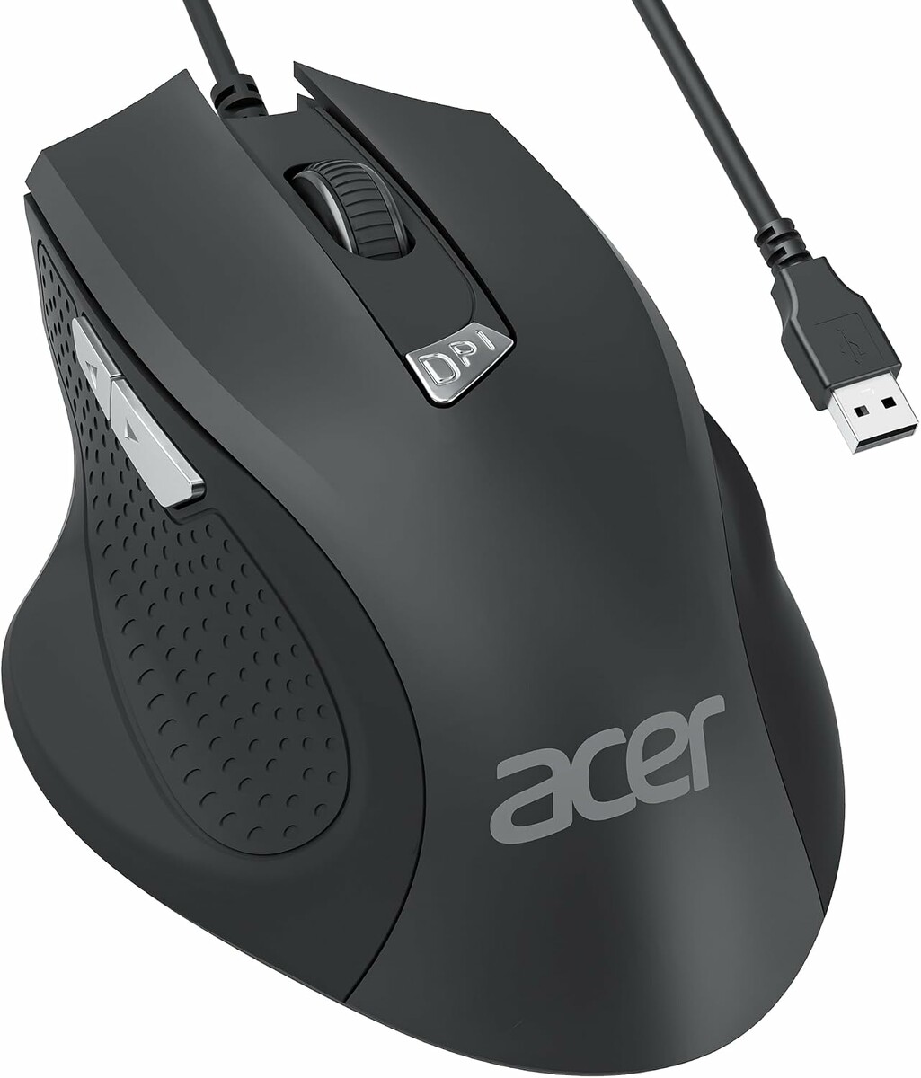 Acer OMW313 - mysz przewodowa ergonomiczna, 6 przycisków, USB