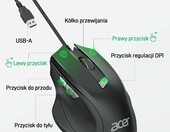 Acer OMW313 - mysz przewodowa ergonomiczna, 6 przycisków, USB – zdjęcie 4