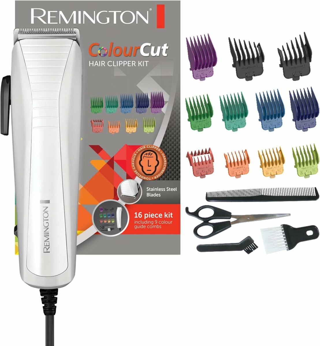 Remington ColourCut HC5035 - maszynka do strzyżenia włosów z akcesoriami, biała