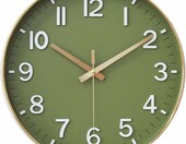 HZDHCLH - zegar ścienny 30 cm, cichy mechanizm, złoto-zielony – zdjęcie 1
