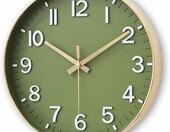 HZDHCLH - zegar ścienny 30 cm, cichy mechanizm, złoto-zielony – zdjęcie 3