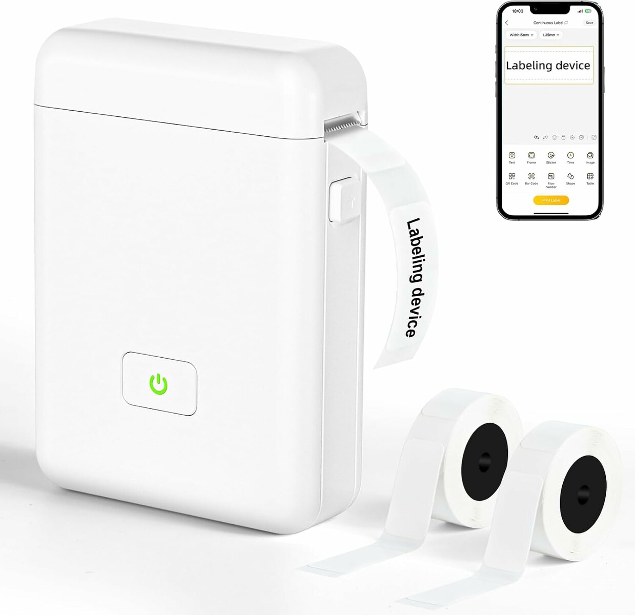 GuKKK HP2-S - mini drukarka etykiet Bluetooth, przenośna, biała