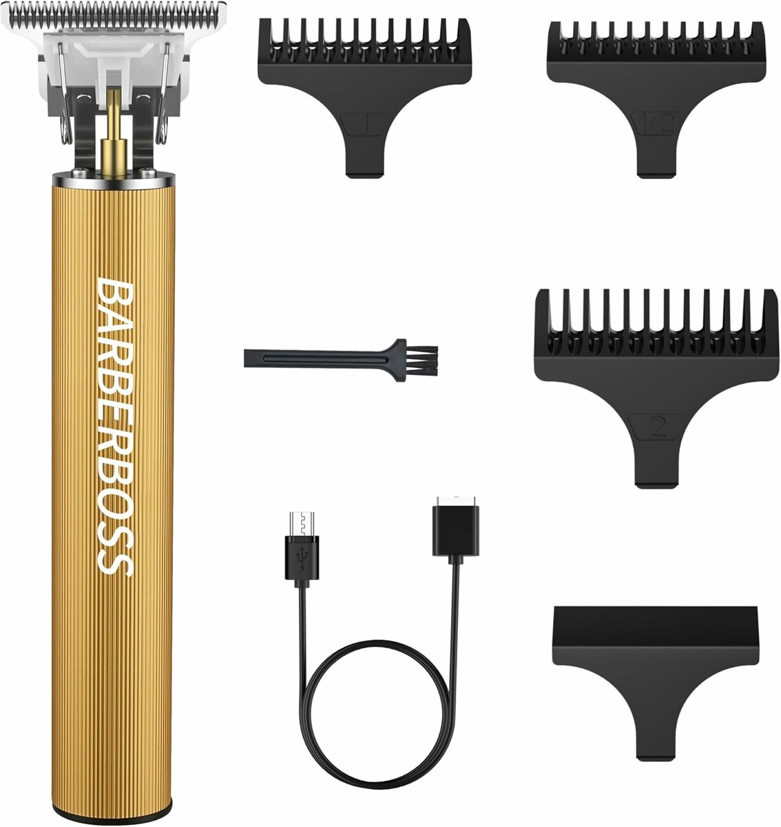 BarberBoss QR-2069B - trymer do brody i wąsów, akumulatorowy, złoty