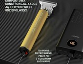 BarberBoss QR-2069B - trymer do brody i wąsów, akumulatorowy, złoty – zdjęcie 4