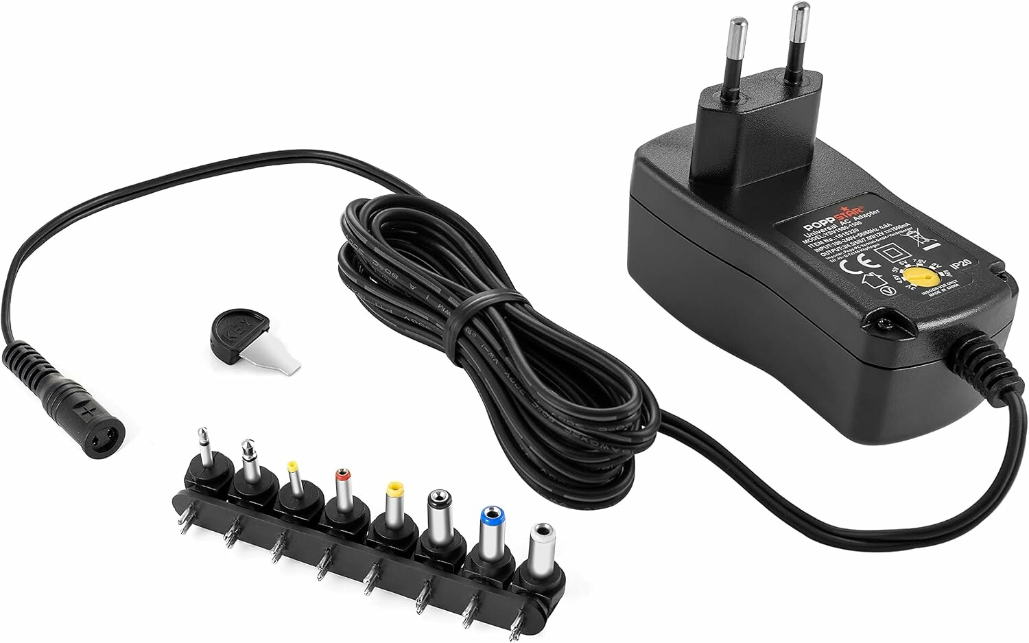 Poppstar zasilacz sieciowy regulowany 3-12V z 8 wtyczkami adapterowymi