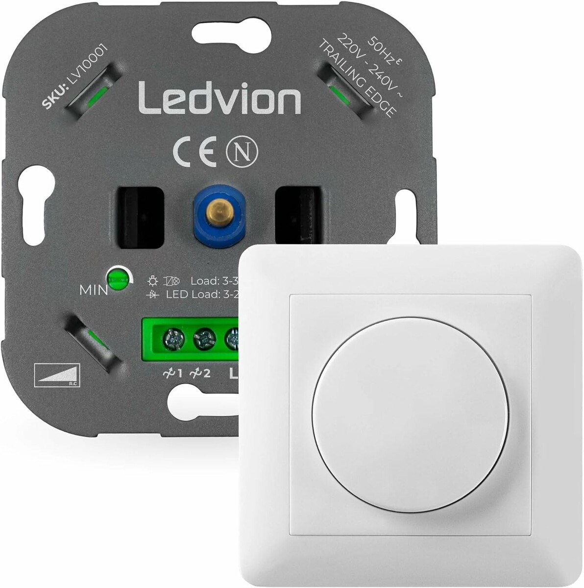 Ledvion LV10010 uniwersalny ściemniacz LED 3-250W podtynkowy