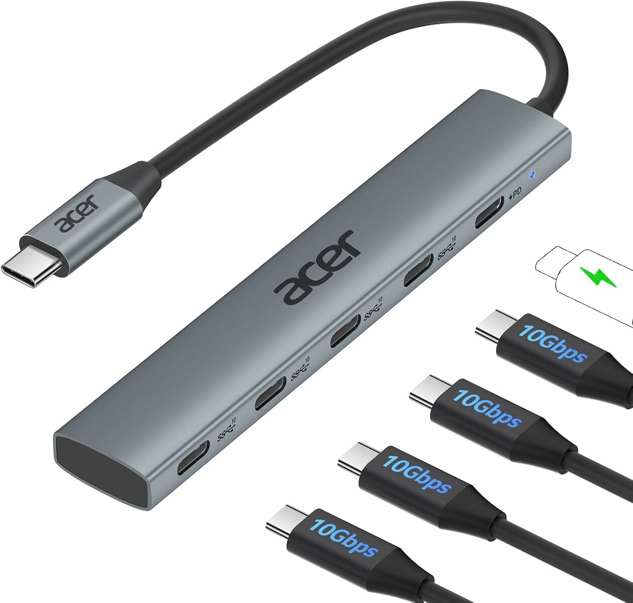 Acer ODK4L0 hub USB-C 5w1, 10Gb/s, PD 100W, aluminiowy