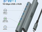 Acer ODK4L0 hub USB-C 5w1, 10Gb/s, PD 100W, aluminiowy – zdjęcie 2