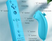 OSTENT Kontroler Wii Remote Motion Plus + Nunchuk, niebieski - zamiennik – zdjęcie 2