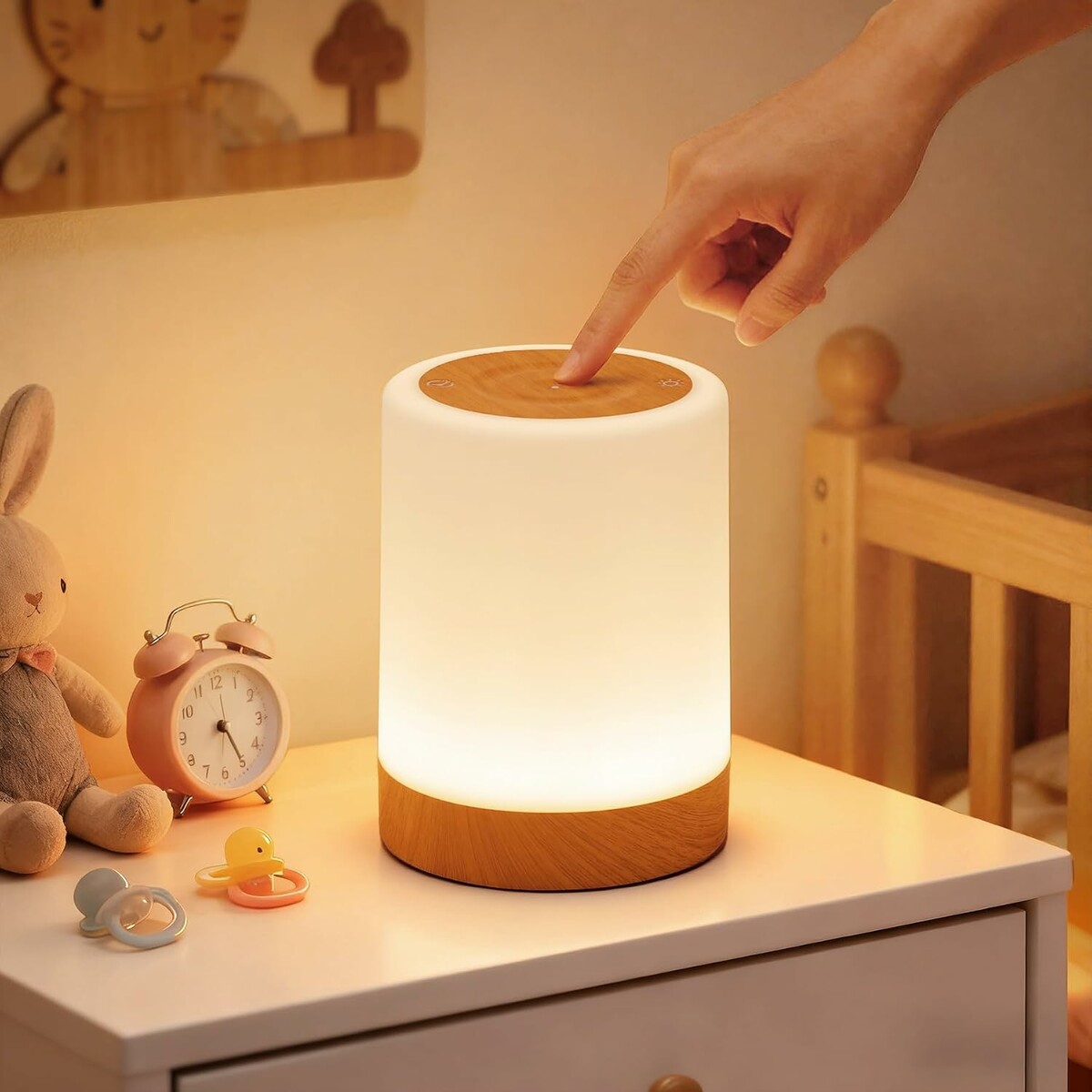 Bonsery M2 - lampka nocna LED dotykowa, RGB, wygląd drewna, bezprzewodowa