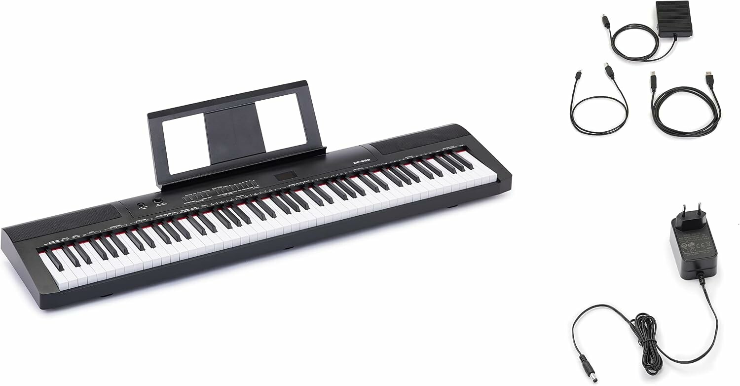 Amazon Basics DP-882 - pianino cyfrowe 88 klawiszy półważonych, czarne