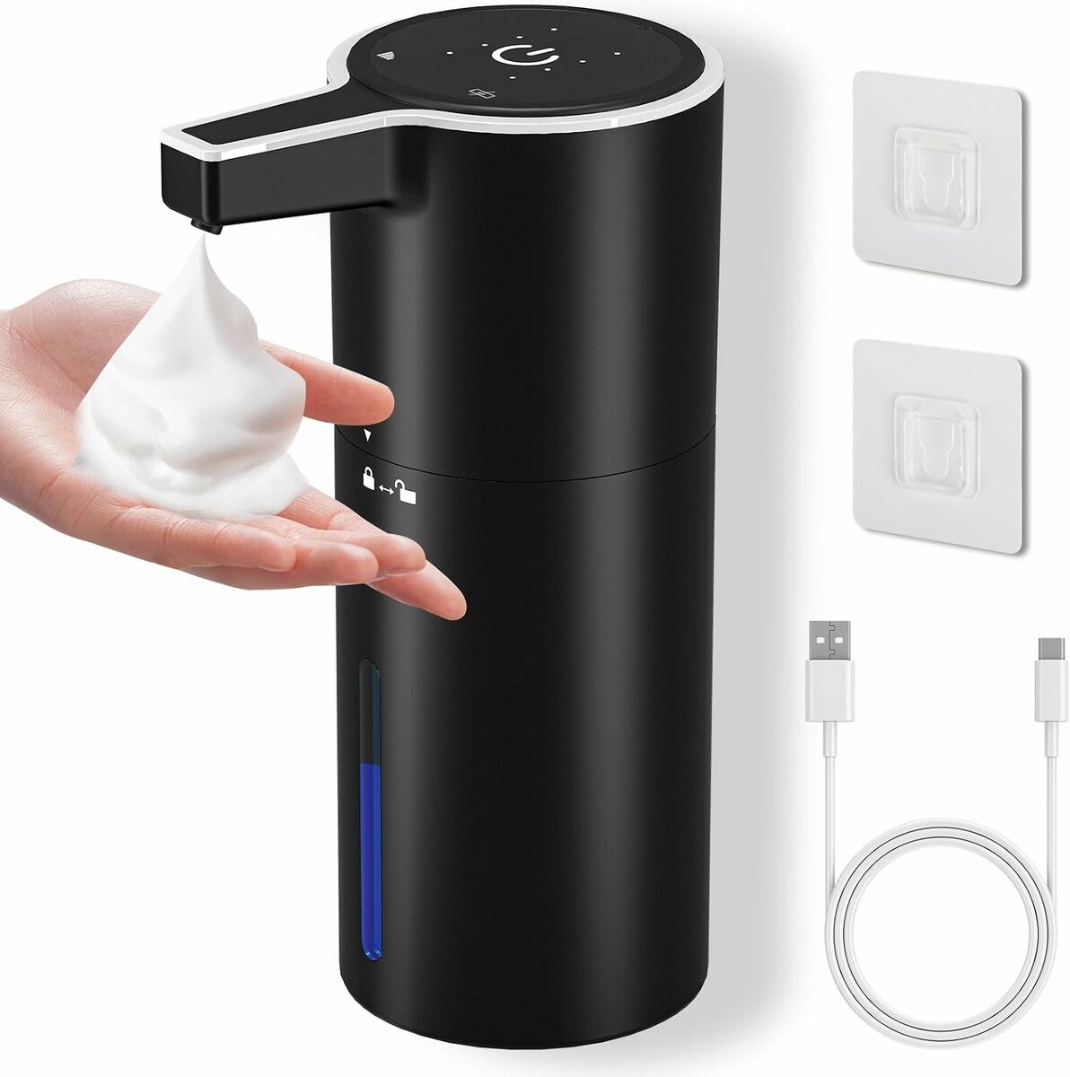 PUGTOW ZYQ-BF - automatyczny dozownik mydła w pianie, czarny, USB-C