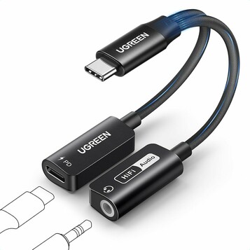 UGREEN USB-C na Jack 3,5 mm – adapter audio z ładowaniem PD 60W