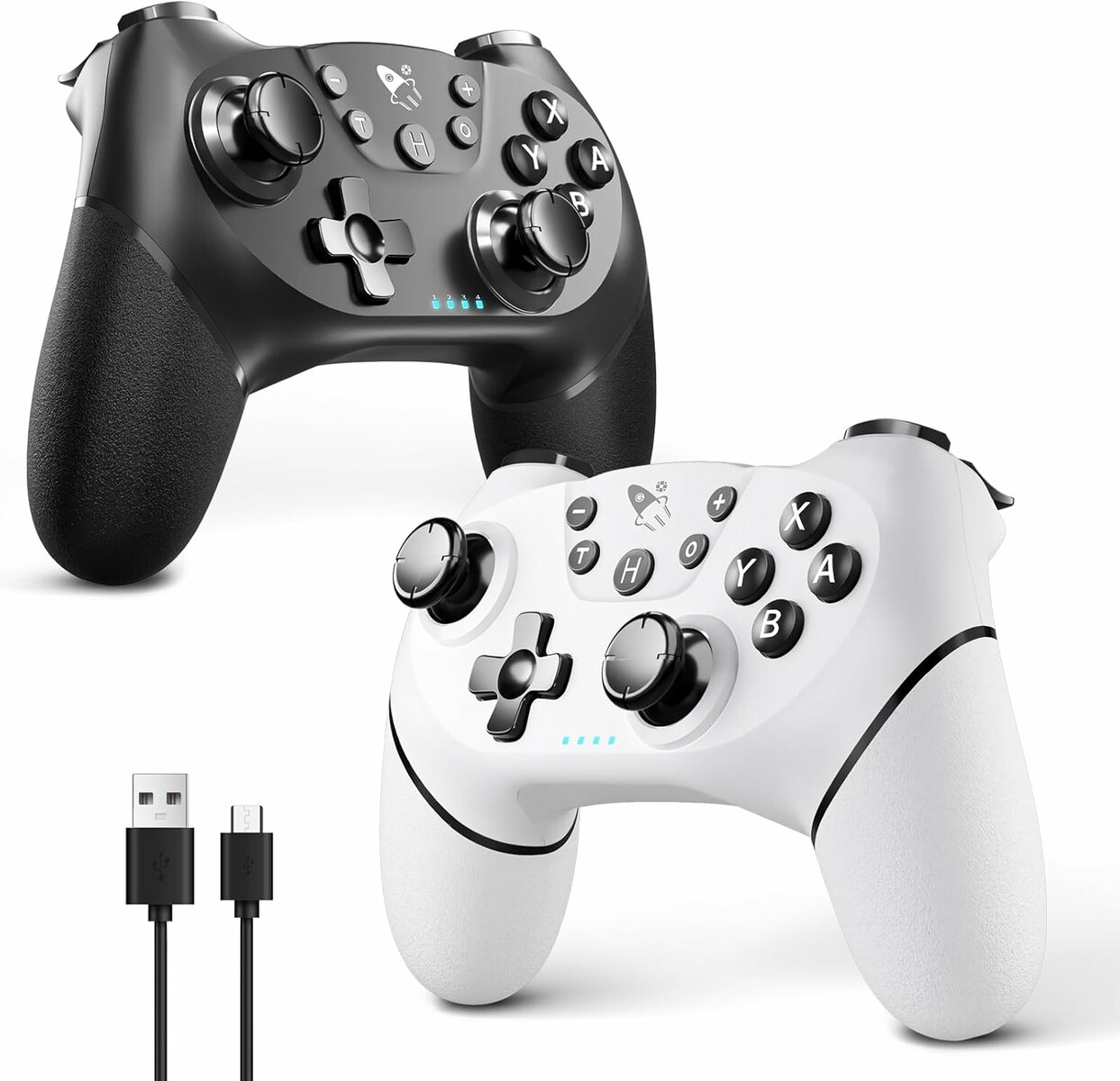 AceGamer – zestaw 2 bezprzewodowych kontrolerów do Nintendo Switch, czarny i biały