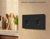 BSEED – gniazdko elektryczne podwójne Schuko z portem USB-C, czarne – zdjęcie 2