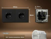 BSEED – gniazdko elektryczne podwójne Schuko z portem USB-C, czarne – zdjęcie 4