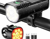ISEYOU G90 Zestaw oświetlenia rowerowego LED 1000 lm - przód i tył, USB – zdjęcie 1