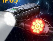 ISEYOU G90 Zestaw oświetlenia rowerowego LED 1000 lm - przód i tył, USB – zdjęcie 5
