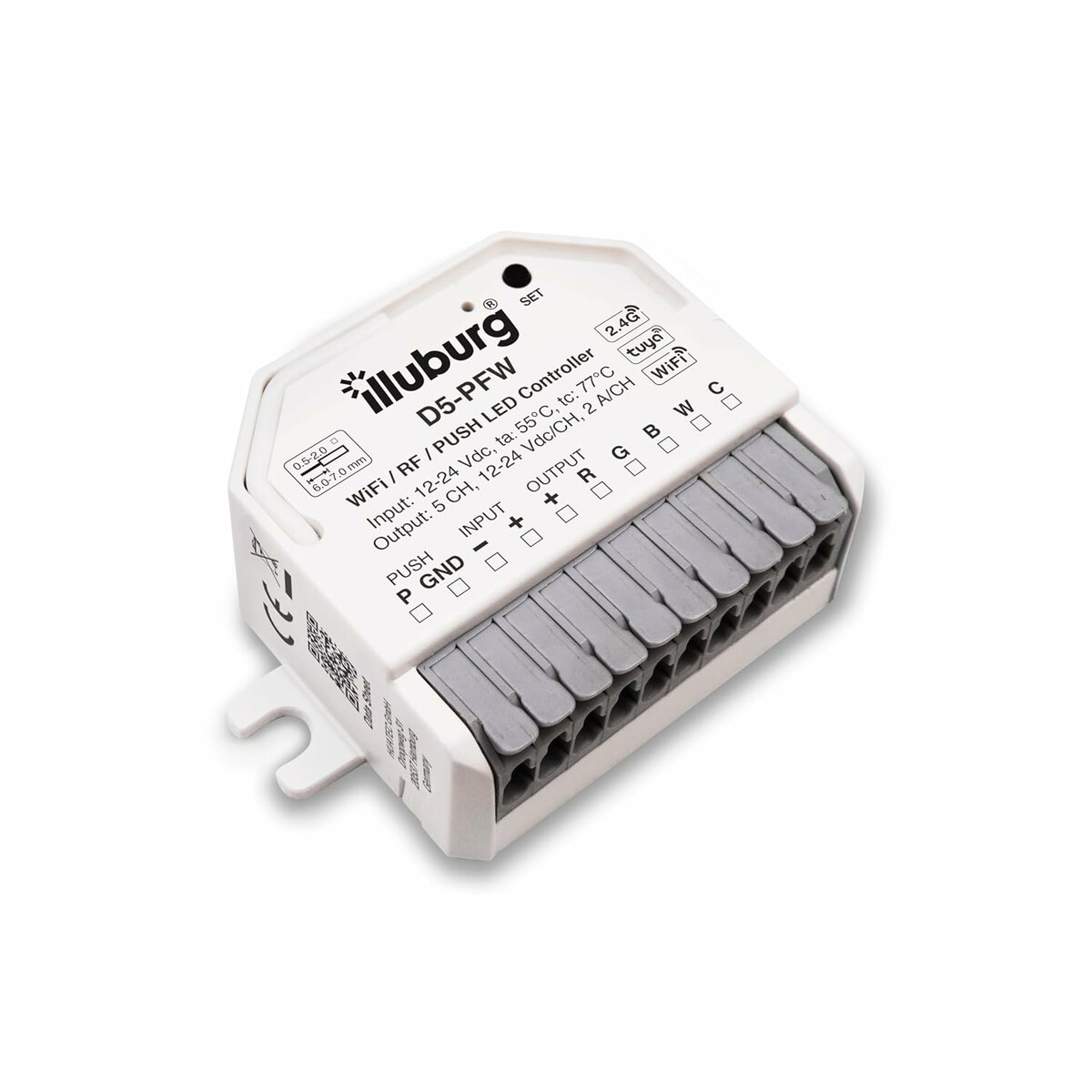 illuburg Sterownik LED WiFi D5-PFW 12/24V - ściemniacz RGB CCT, Alexa