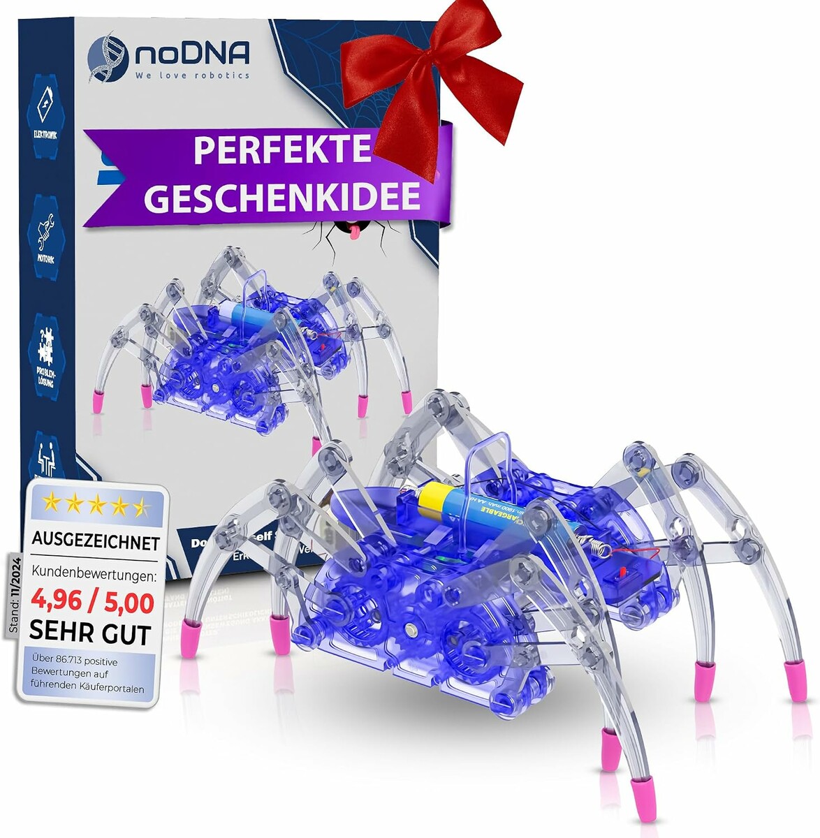 noDNA robot pająk – zestaw do samodzielnego montażu robota dla dzieci