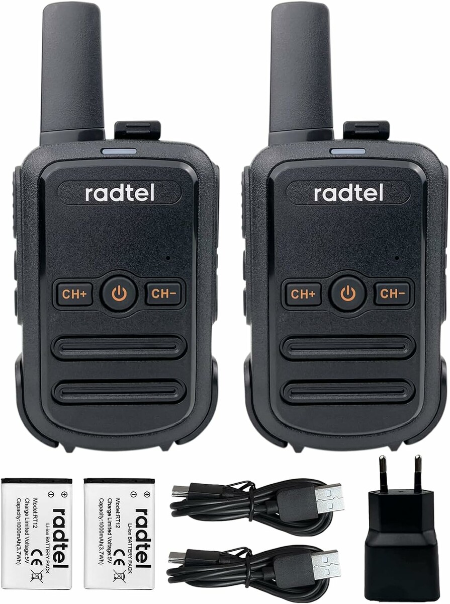 Radtel RT12 – zestaw 2 krótkofalówek PMR446 z ładowaniem USB, czarne