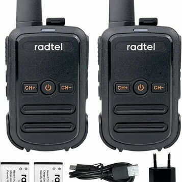 Radtel RT12 – zestaw 2 krótkofalówek PMR446 z ładowaniem USB, czarne