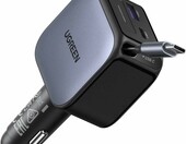 UGREEN Nexode 60 W – ładowarka samochodowa 3 porty ze zwijanym kablem USB-C – zdjęcie 1