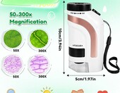 YGVQN mini mikroskop kieszonkowy 50-300x z LED, zabawka STEM dla dzieci – zdjęcie 2