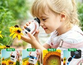 YGVQN mini mikroskop kieszonkowy 50-300x z LED, zabawka STEM dla dzieci – zdjęcie 4