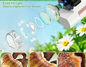 YGVQN mini mikroskop kieszonkowy 50-300x z LED, zabawka STEM dla dzieci – zdjęcie 5