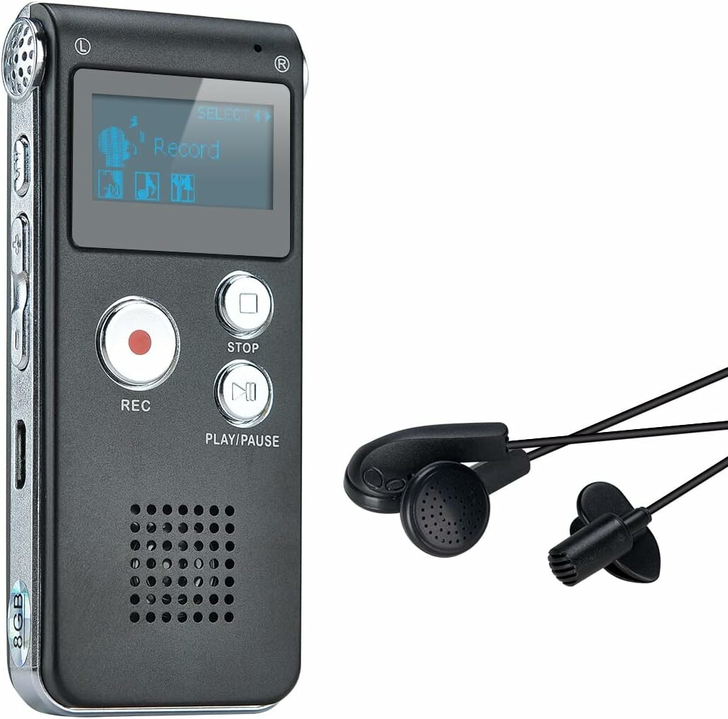 COVVY Dyktafon Cyfrowy 8 GB – rejestrator głosu z odtwarzaczem MP3