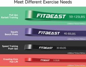 FitBeast Zestaw 5 Taśm Oporowych – opór 5-125 LB, torba, zaczep na drzwi – zdjęcie 2