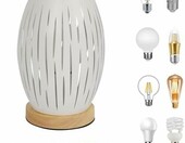 Comely Lampa Stołowa Metal i Drewno E27 – nowoczesna, biała – zdjęcie 2