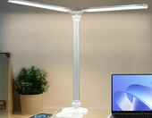 LQWELL Lampa Biurkowa LED z Podwójną Głowicą – 5 barw, 10 poziomów jasności – zdjęcie 1