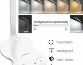 LQWELL Lampa Biurkowa LED z Podwójną Głowicą – 5 barw, 10 poziomów jasności – zdjęcie 2