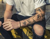 Made by Nami – ręcznie wykonana bransoletka wrap ze sznurka, czarno-srebrna – zdjęcie 3
