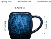 SECELES RLMUG06DB2 – ceramiczny kubek ręcznie szkliwiony 600 ml, ciemnoniebieski – zdjęcie 2
