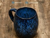 SECELES RLMUG06DB2 – ceramiczny kubek ręcznie szkliwiony 600 ml, ciemnoniebieski – zdjęcie 3