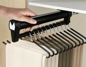 Bofanze wysuwany wieszak do szafy 30 cm – komandorka z aluminium, czarna – zdjęcie 4