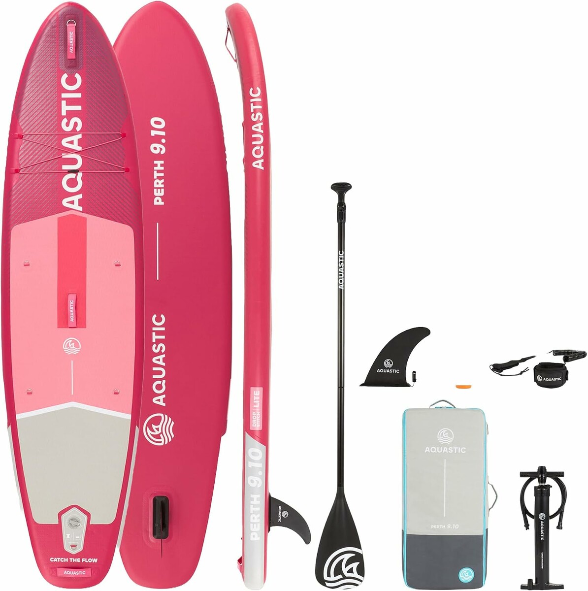 AQUASTIC Perth 9'10 – pompowana deska SUP allround, różowa