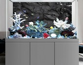 AWERT Tło do akwarium 91 x 50 cm – winylowe tło z motywem czarnej skały – zdjęcie 5