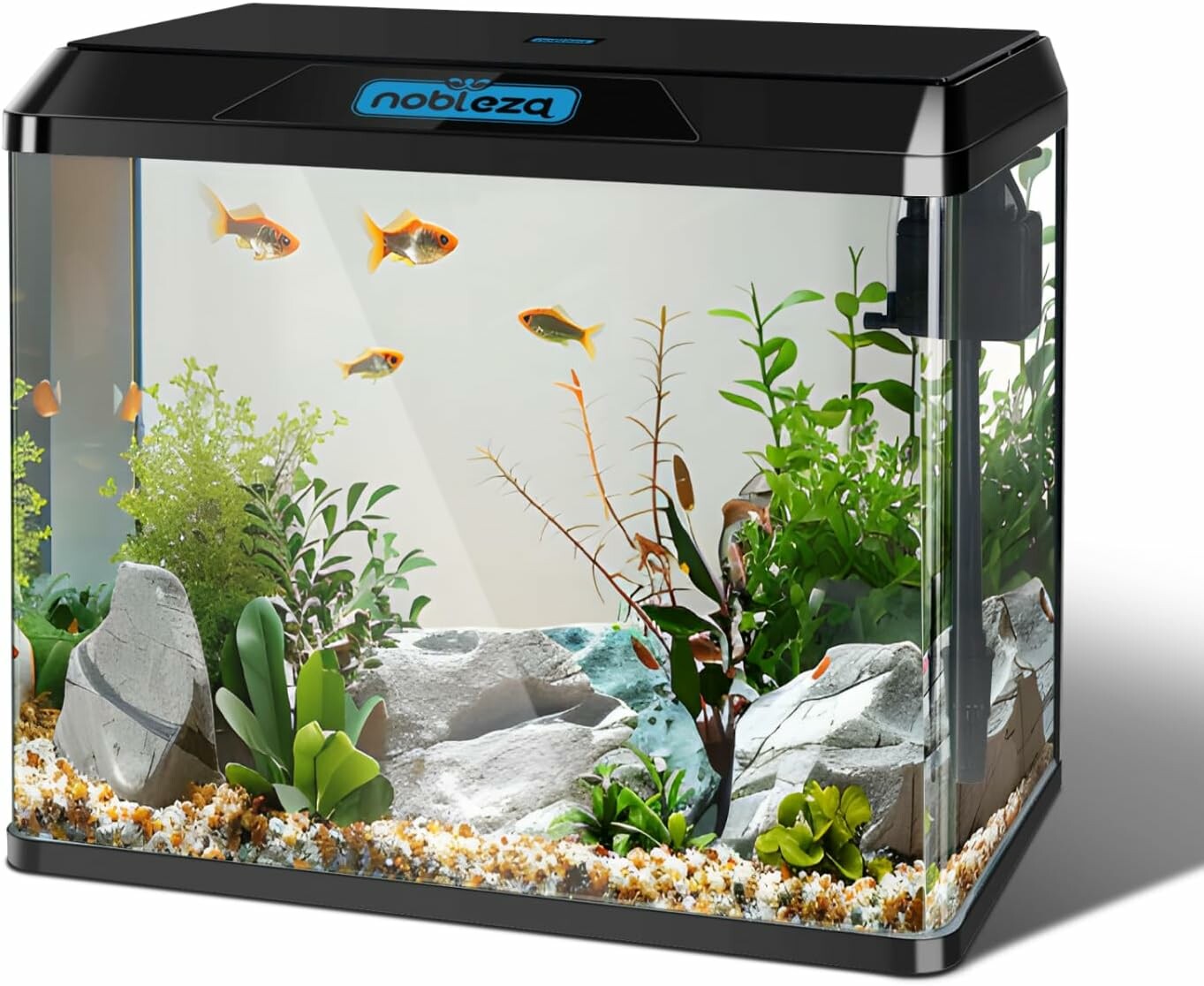 Nobleza Zestaw akwarium 54 l – szklane akwarium z filtrem i oświetleniem LED, czarny