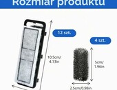 ROSYLEVE Wkłady filtrujące Slim do akwarium – zestaw 12 sztuk z 4 gąbkami ssącymi – zdjęcie 2