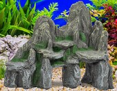 Relaxdays 10029971 – dekoracyjna skała z jaskiniami do akwarium, szaro-zielona – zdjęcie 2