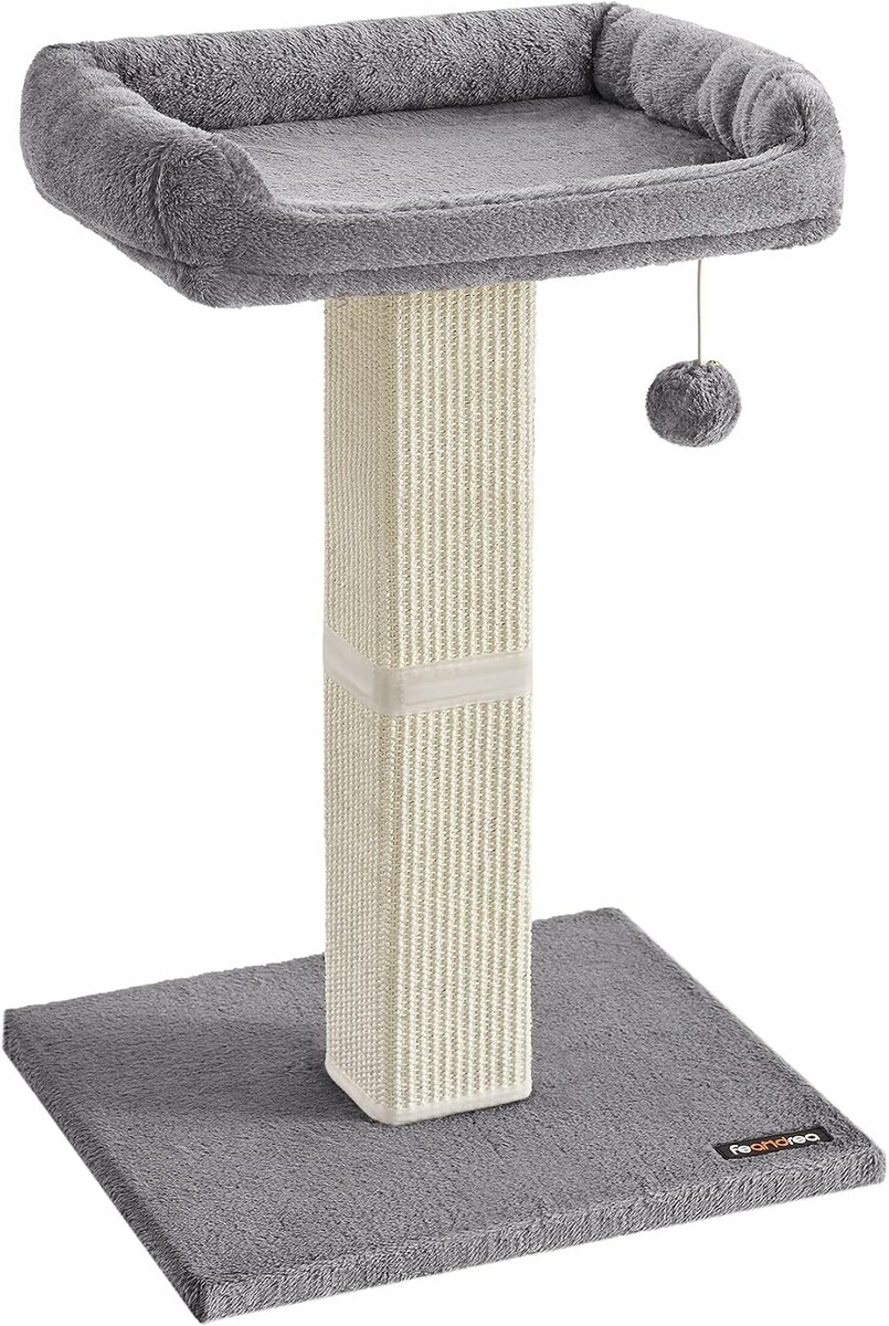 FEANDREA PCA022W01 – drapak dla kota z pluszową platformą, 71 cm, jasnoszary