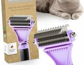 Pretty Paw – szczotka 2 w 1 do podszerstka dla kota, fioletowa – zdjęcie 1