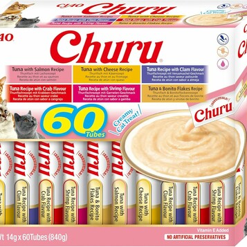 INABA Churu – kremowe smakołyki dla kotów, mix tuńczyka, 60 x 14 g