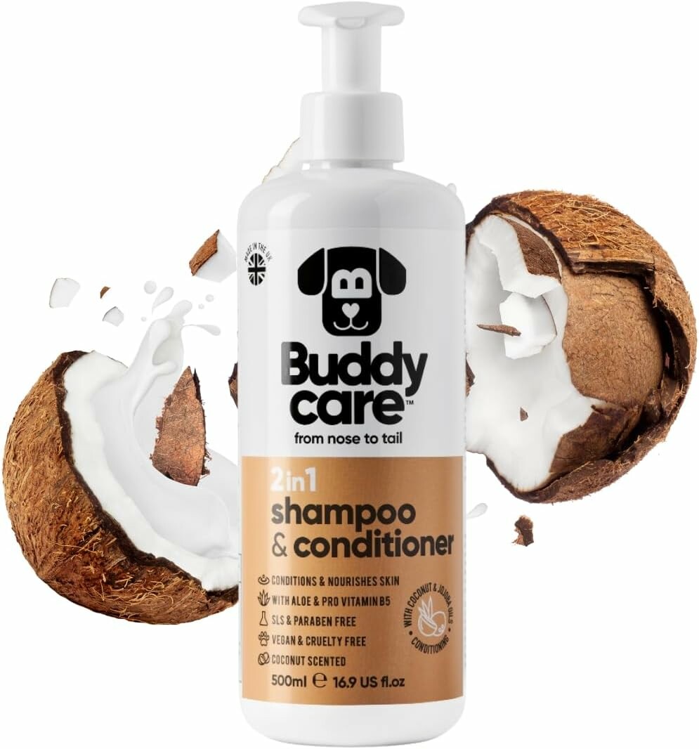 Buddycare szampon i odżywka 2 w 1 dla psów 500 ml – z aloesem i prowitaminą B5