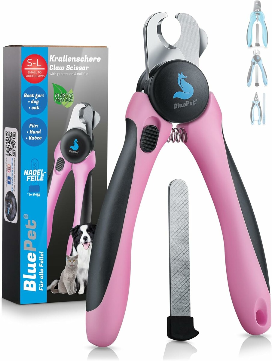BluePet BP-KRLLSCH – nożyczki do pazurów z ochroną i pilnikiem dla kota i psa
