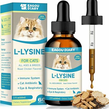 Eagou Diary Lysin – krople z L-lizyną i witaminami dla kotów, 60 ml
